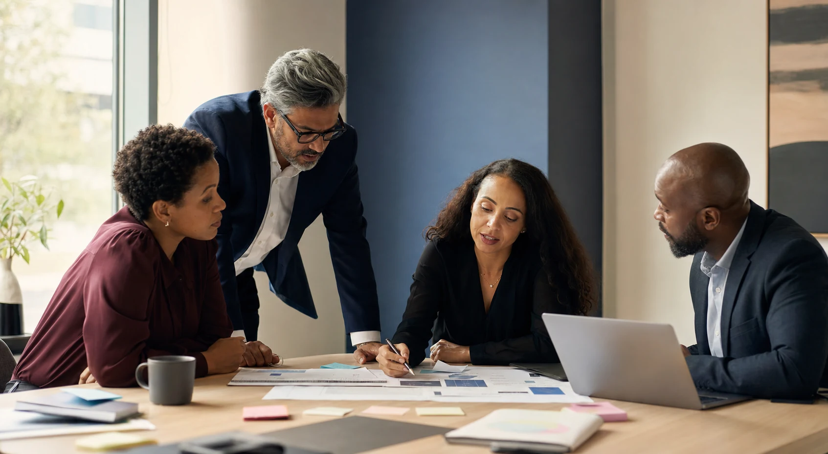 Illustration of leaders reviewing a technology roadmap